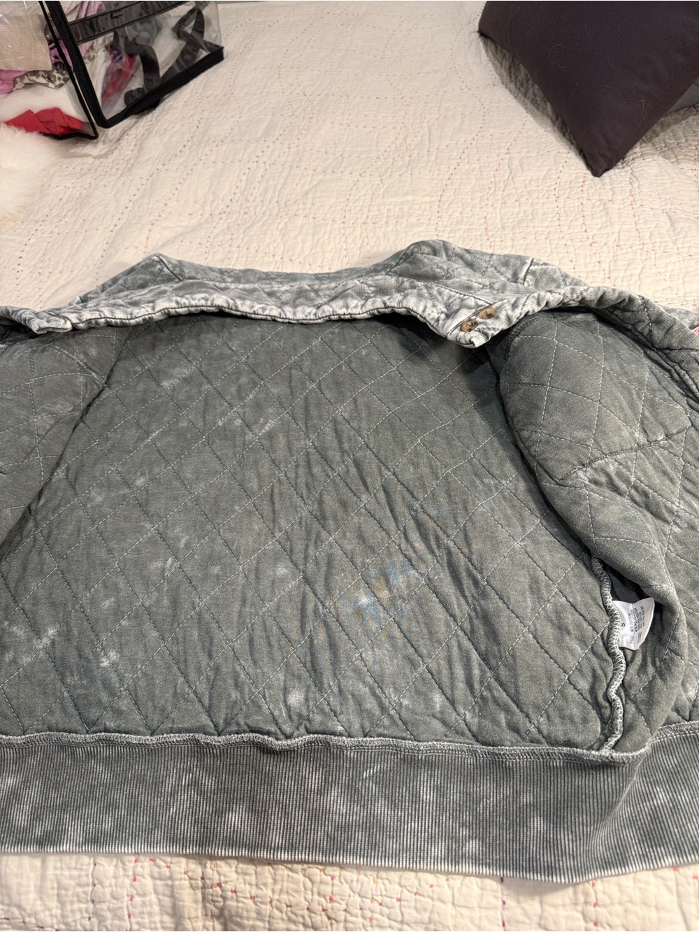 Jane + Delancey Quilted Gray Jacket with Patch Pockets small - Picture 6 of 7